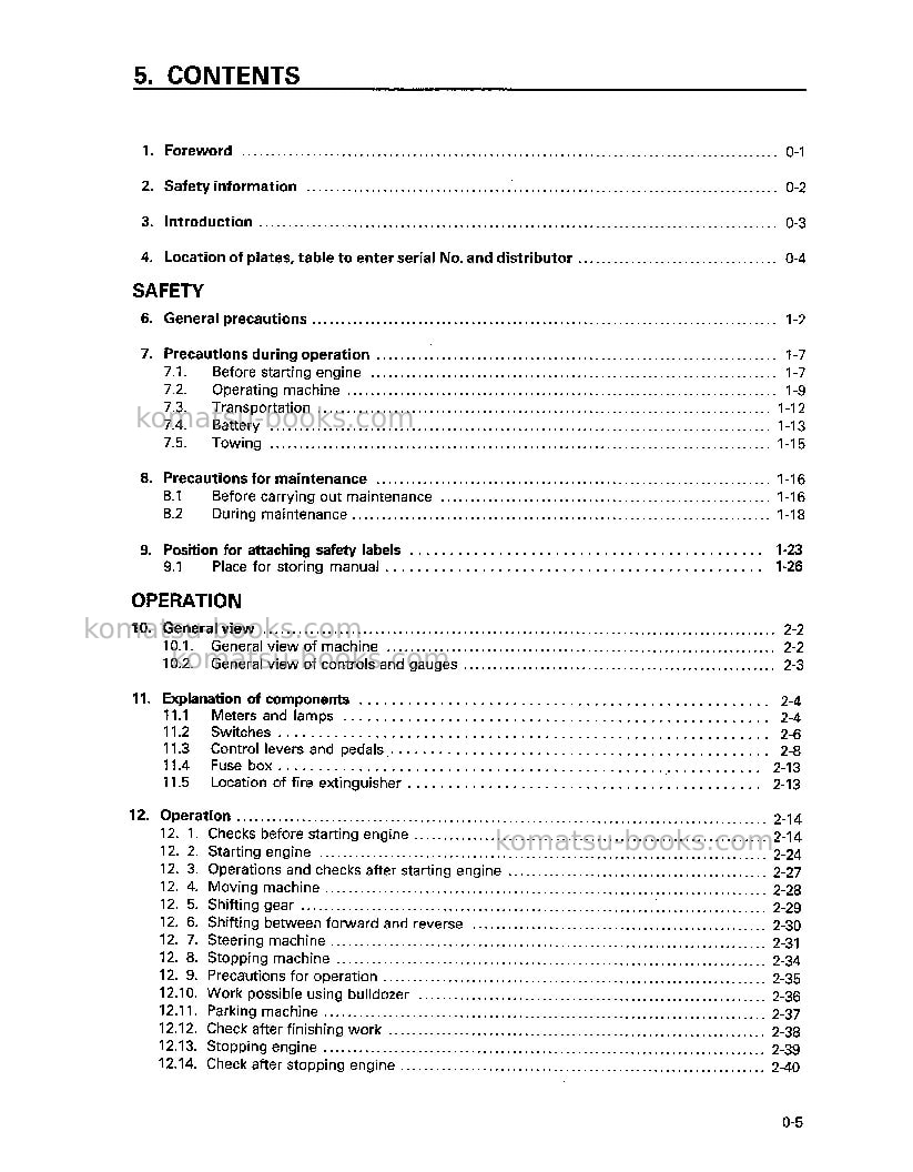 Komatsu d31e-20jpn-trimming dozer Operation manual cover Page 6