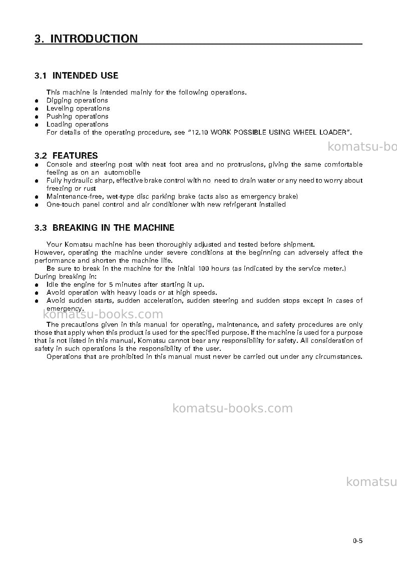 Komatsu wa320-3jpn Operation manual cover Page 6