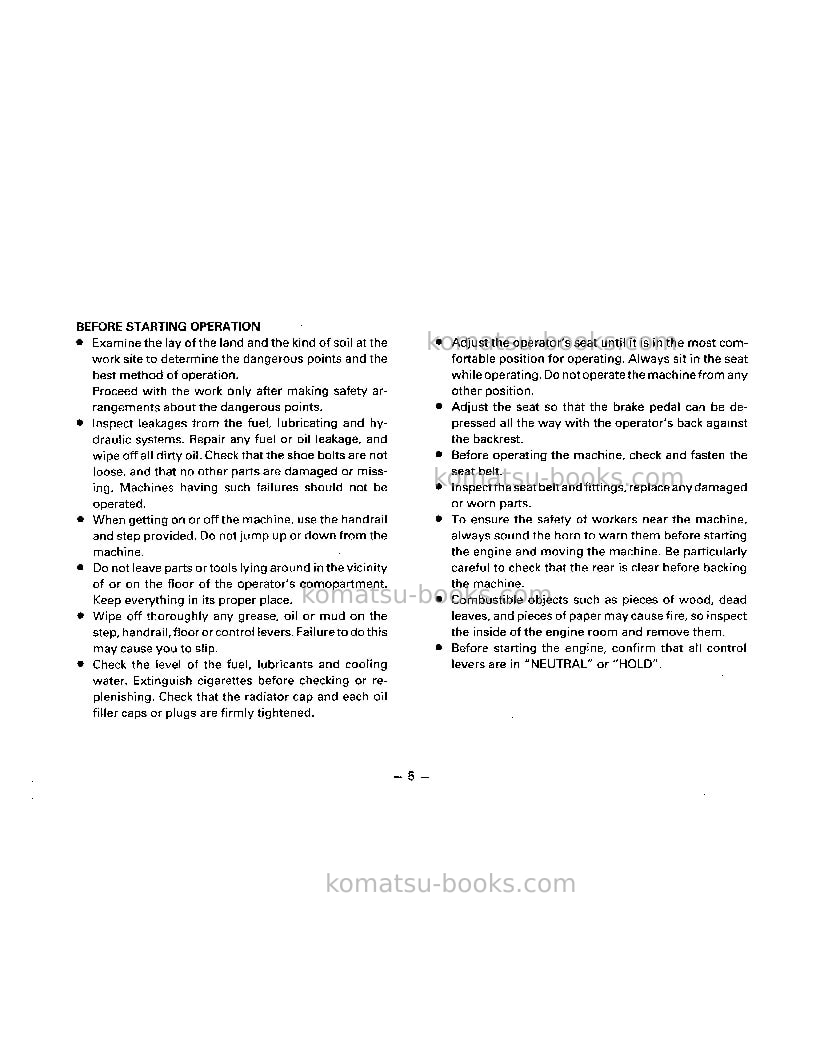 Komatsu d75s-5jpn Operation manual cover Page 6 Komatsu d75s-5jpn Operation manual cover Page 6