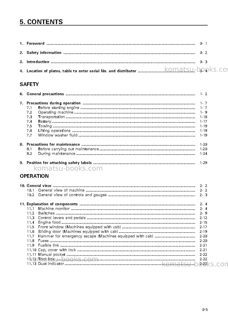 Komatsu pc35r-8jpn Operation manual cover Page 6 Komatsu pc35r-8jpn Operation manual cover Page 6