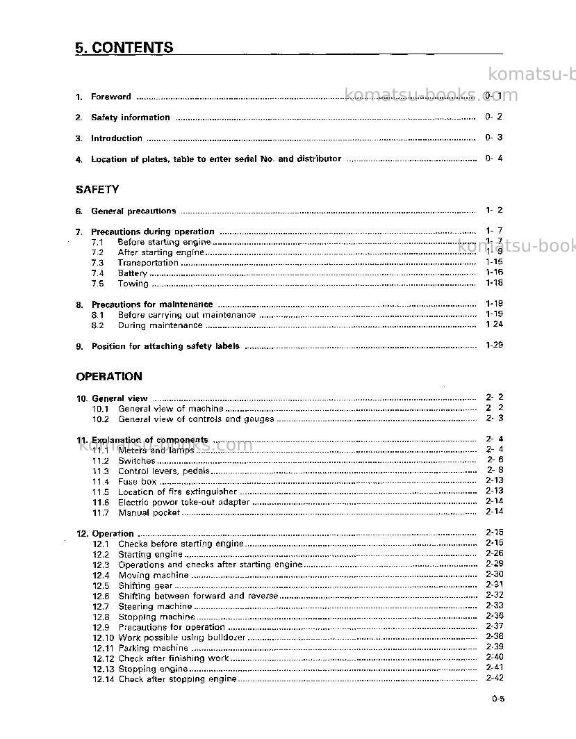 Komatsu d31e-20jpn-trimming dozer Operation manual cover Page 6