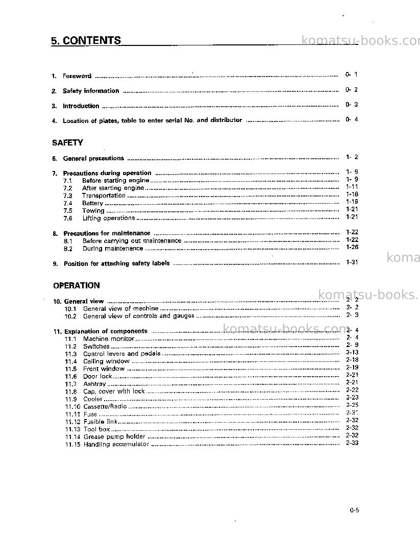 Komatsu pc200-6tha-b Operation manual cover Page 6 Komatsu pc200-6tha-b Operation manual cover Page 6