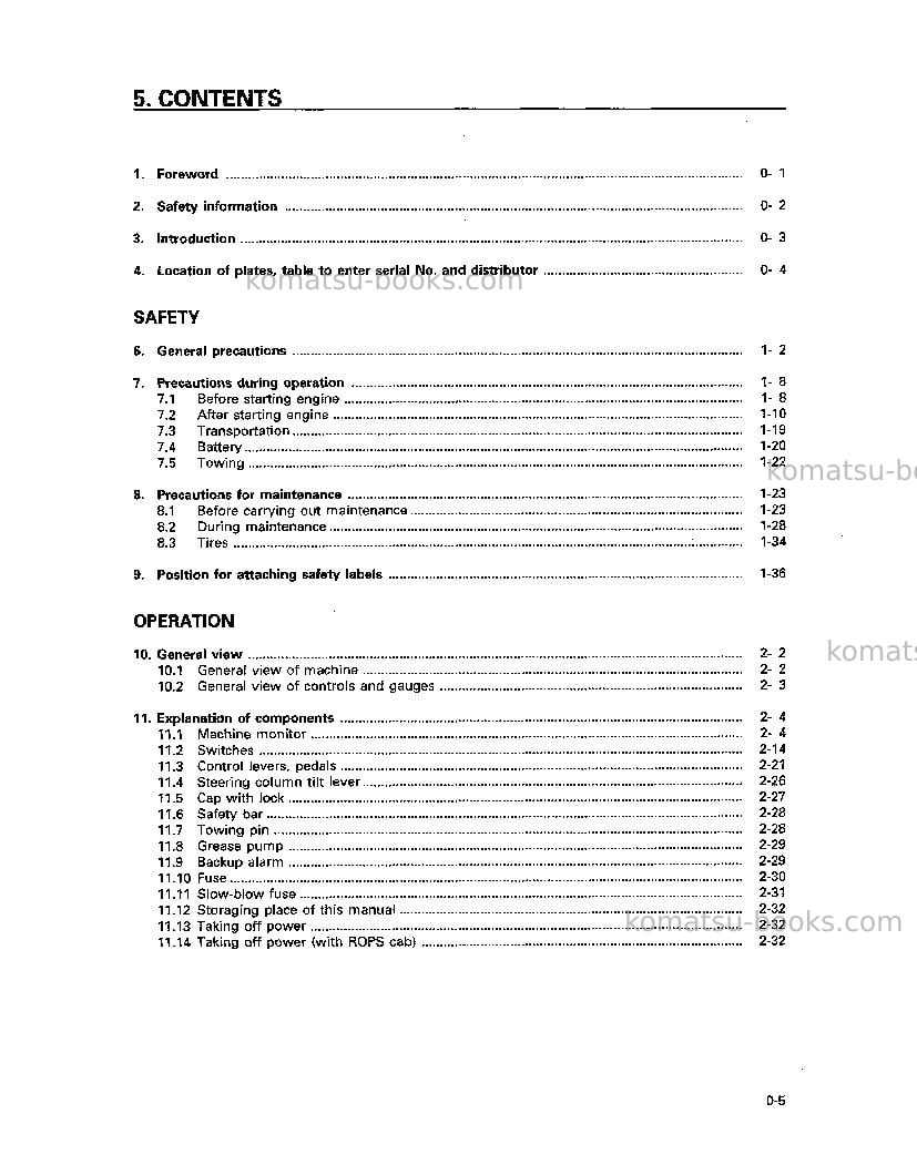 Komatsu wa450l-3jpn Operation manual cover Page 6 Komatsu wa450l-3jpn Operation manual cover Page 6