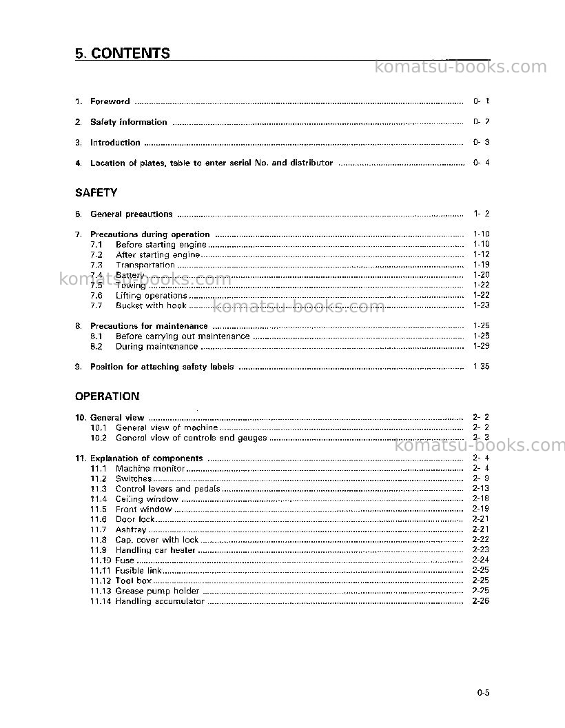 Komatsu pc200-6tha-b Operation manual cover Page 6