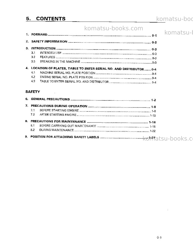 Komatsu d575a-2jpn Operation manual cover Page 6