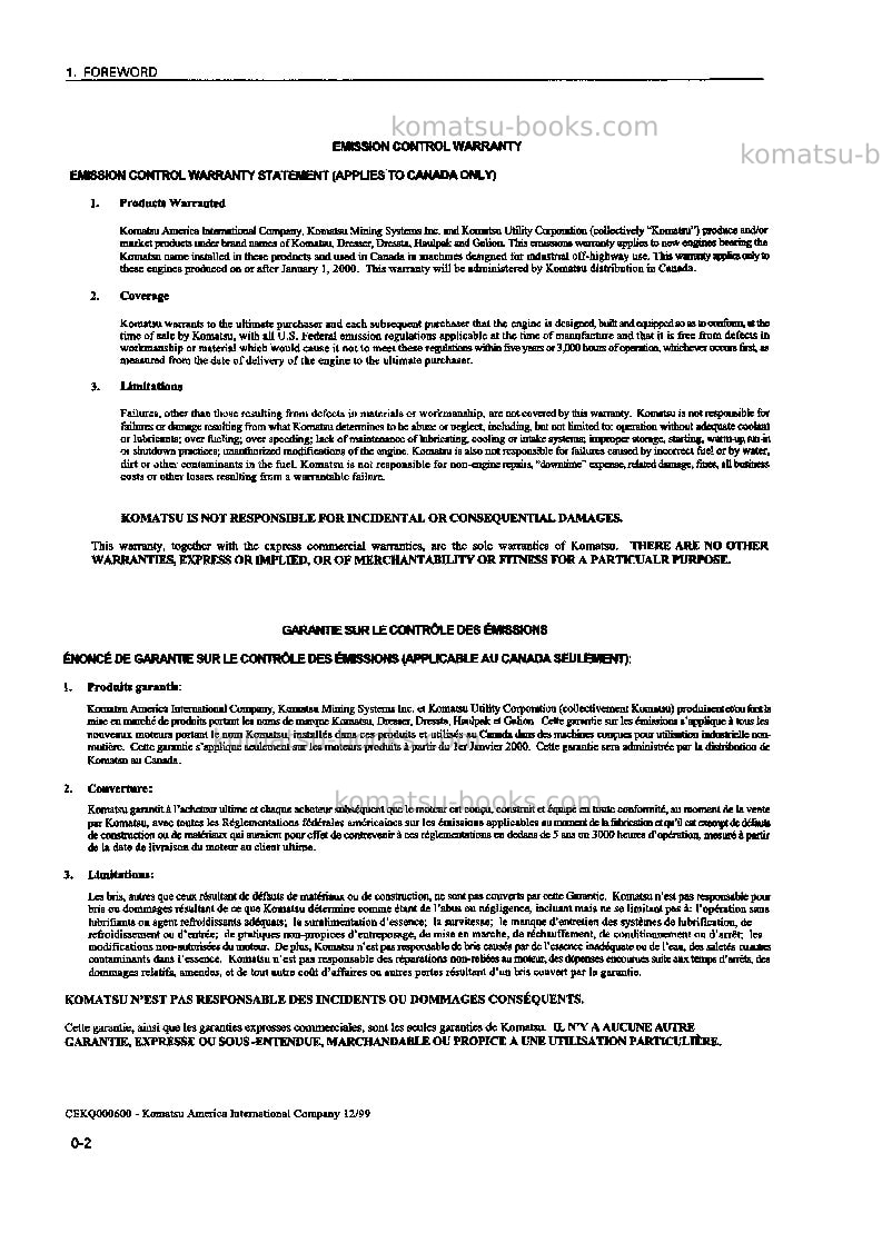 Komatsu wa300l-3jpn Operation manual cover Page 6 Komatsu wa300l-3jpn Operation manual cover Page 6