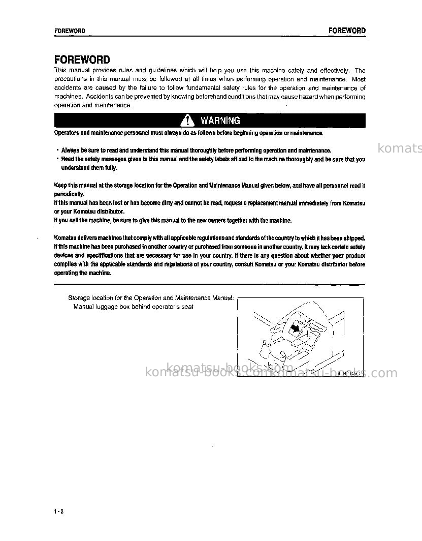 Komatsu pc60-7jpn Operation manual cover Page 6