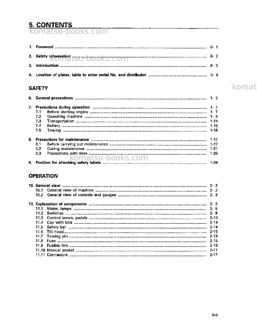 Komatsu wa30-5jpn Operation manual cover Page 6 Komatsu wa30-5jpn Operation manual cover Page 6