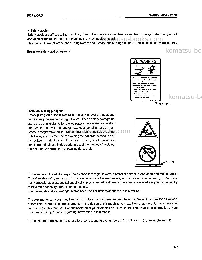 Komatsu d61ex-12jpn Operation manual cover Page 6