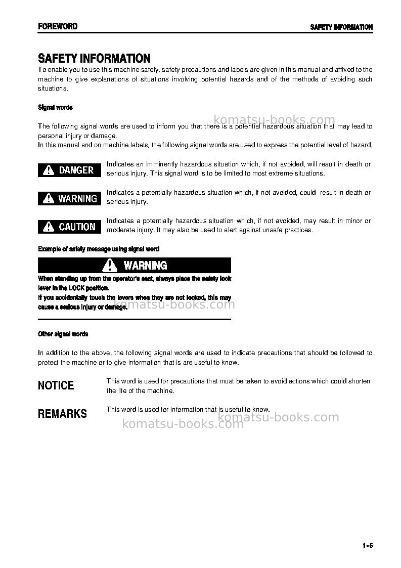 Komatsu d39px-21jpn Operation manual cover Page 6 Komatsu d39px-21jpn Operation manual cover Page 6