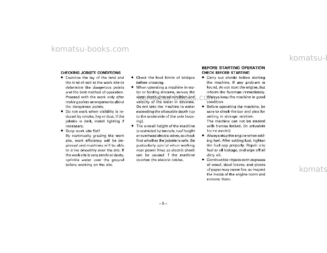 Komatsu wd600-1jpn Operation manual cover Page 6 Komatsu wd600-1jpn Operation manual cover Page 6