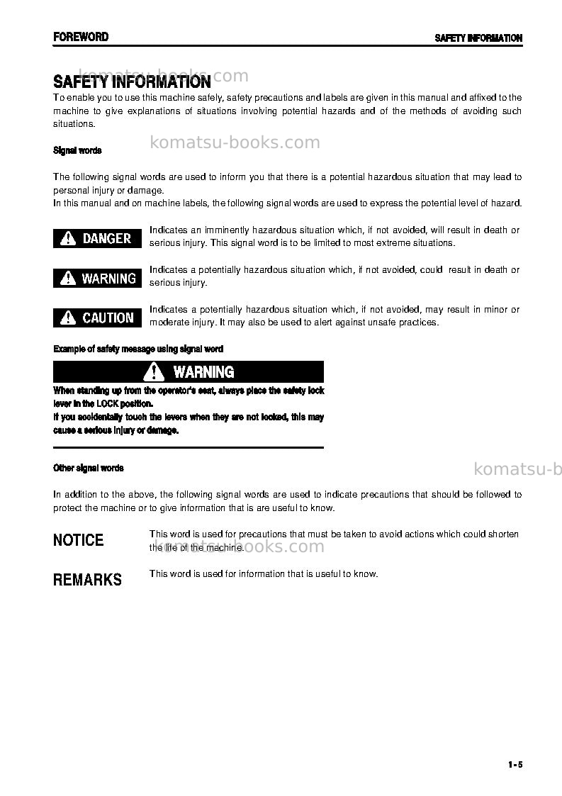 Komatsu pc45mrx-1jpn Operation manual cover Page 6