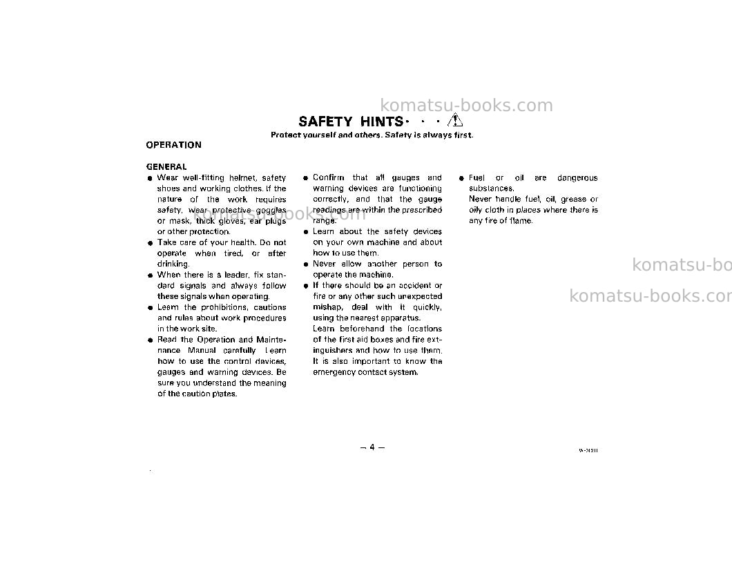 Komatsu wa600-1usa-l Operation manual cover Page 6 Komatsu wa600-1usa-l Operation manual cover Page 6