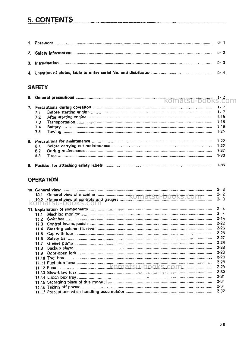 Komatsu wd900-3jpn Operation manual cover Page 6