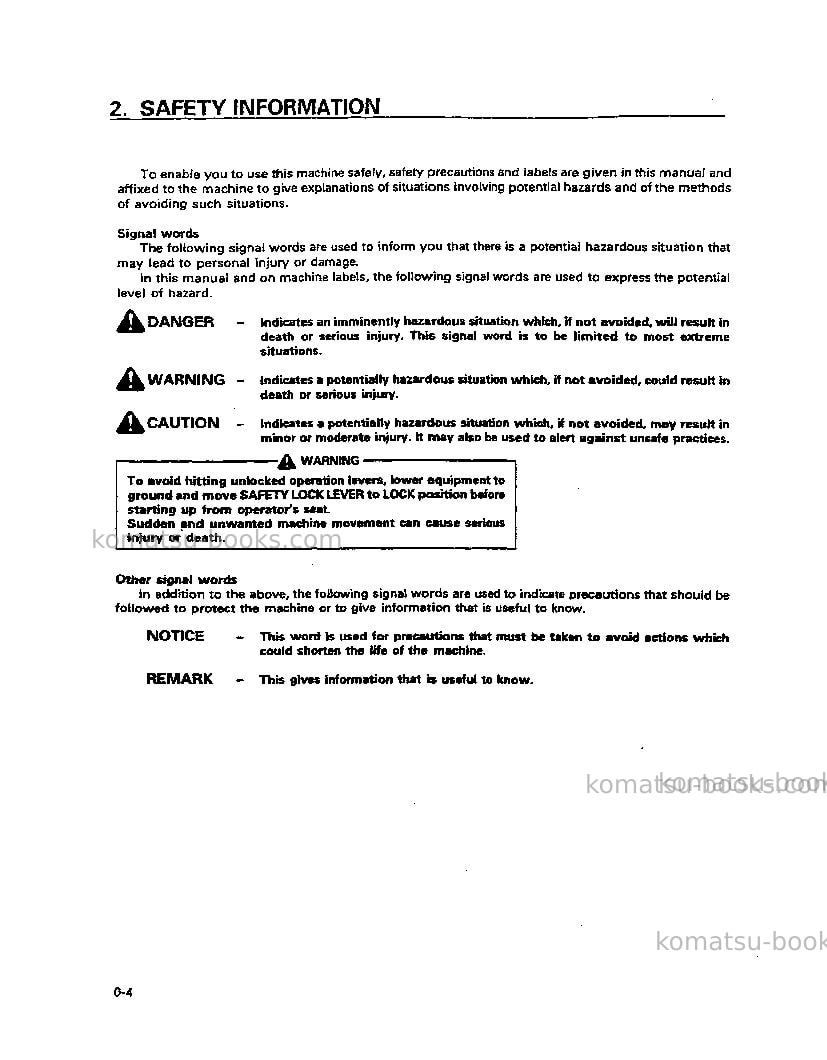 Komatsu hd325-6jpn-tm cntrl system Operation manual cover Page 6 Komatsu hd325-6jpn-tm cntrl system Operation manual cover Page 6