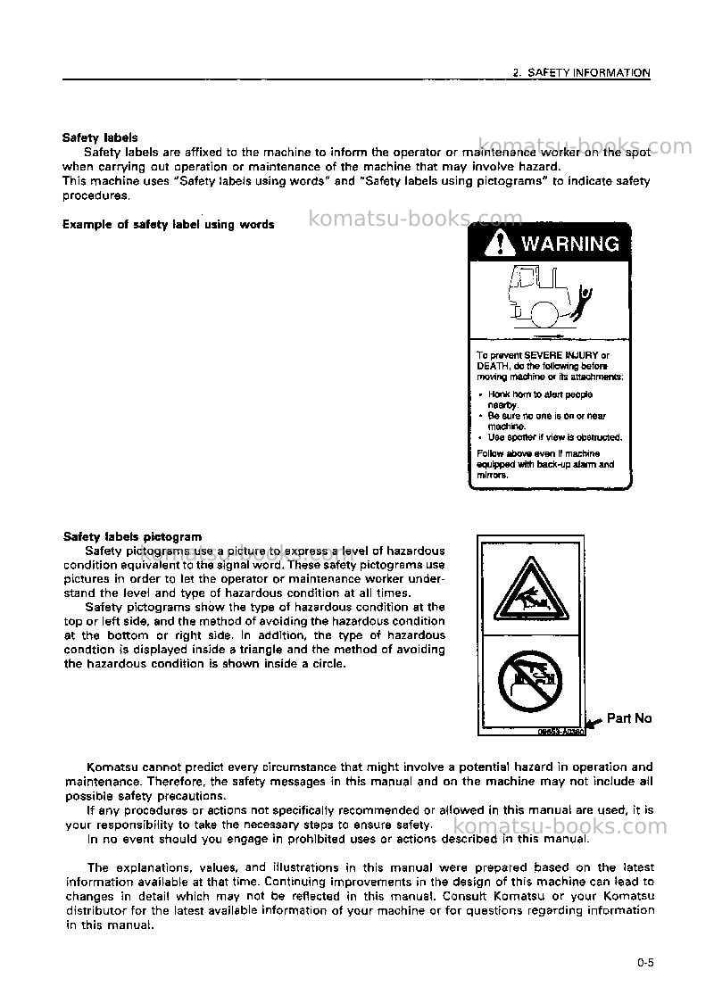 Komatsu wd600-1jpn--50c degree Operation manual cover Page 6 Komatsu wd600-1jpn--50c degree Operation manual cover Page 6