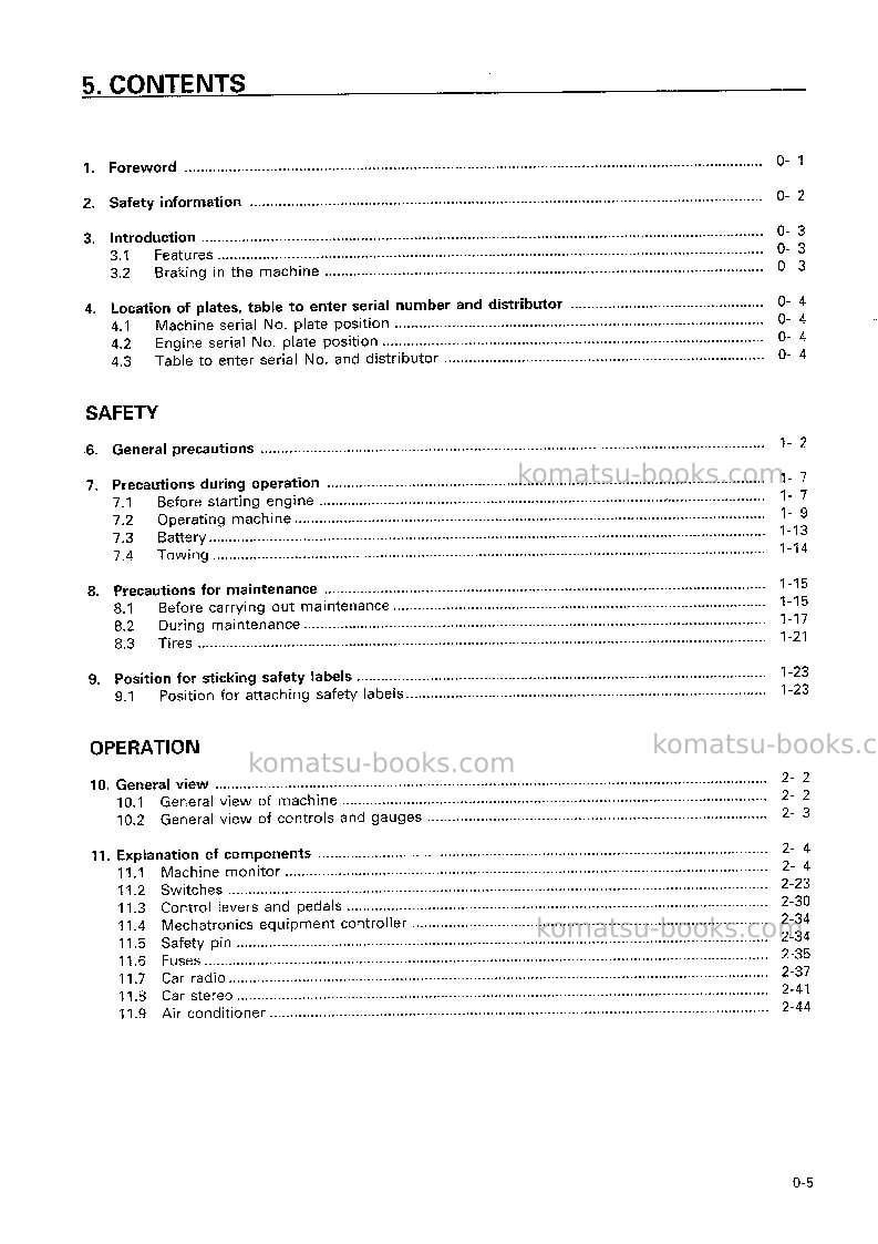 Komatsu hd325-6jpn Operation manual cover Page 6