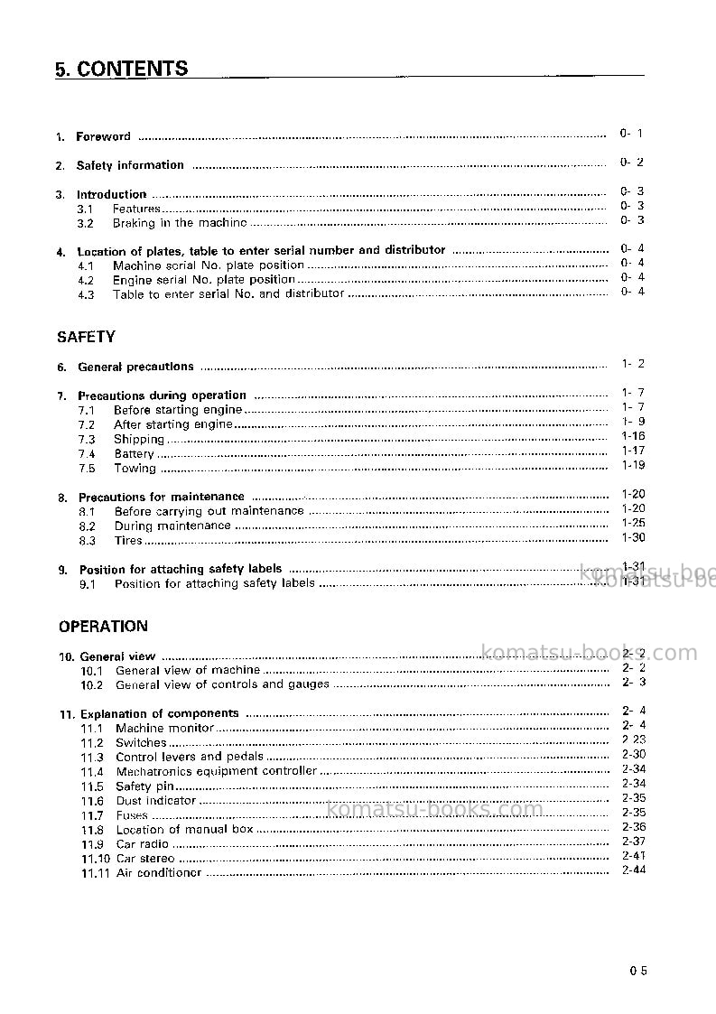 Komatsu hd325-6jpn Operation manual cover Page 6