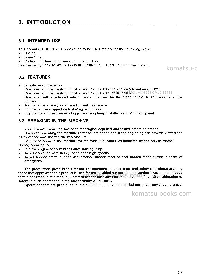 Komatsu d21a-7jpn Operation manual cover Page 6