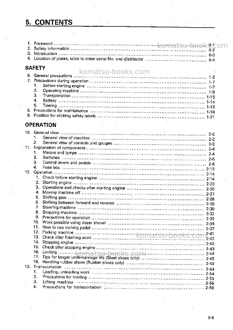 Komatsu d21q-7jpn Operation manual cover Page 6 Komatsu d21q-7jpn Operation manual cover Page 6