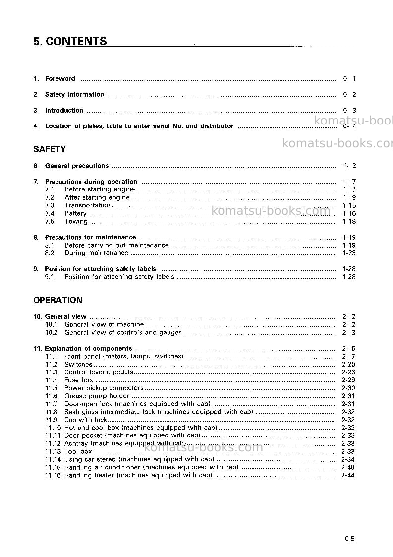 Komatsu d85ess-2jpn-a Operation manual cover Page 6 Komatsu d85ess-2jpn-a Operation manual cover Page 6