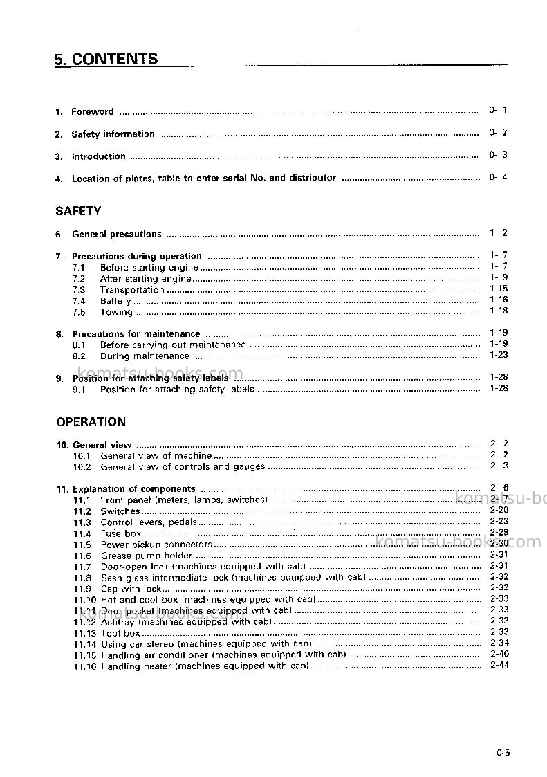 Komatsu d85ess-2jpn-a Operation manual cover Page 6 Komatsu d85ess-2jpn-a Operation manual cover Page 6