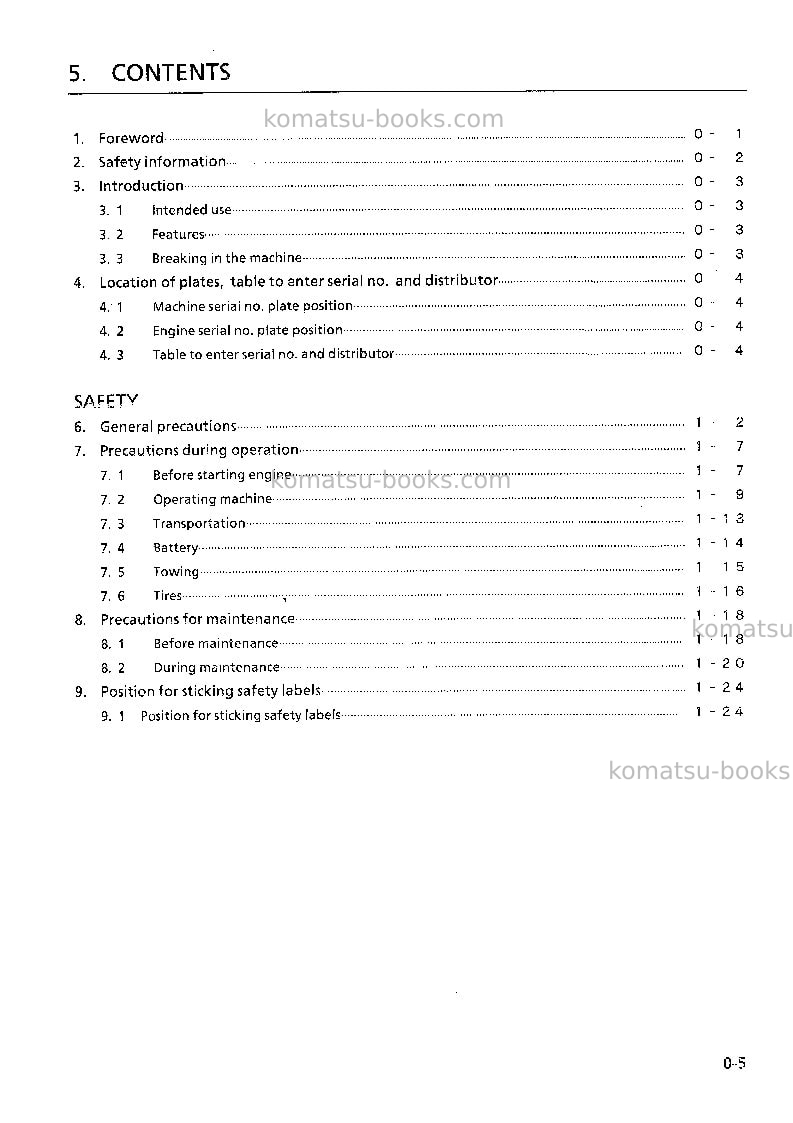 Komatsu gd825a-2jpn Operation manual cover Page 6