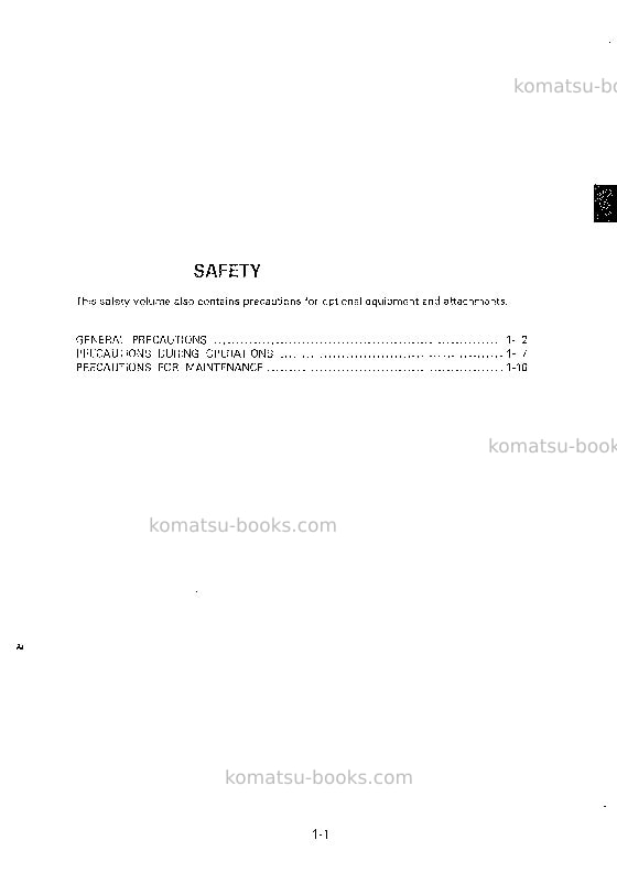 Komatsu pc01-1jpn-a Operation manual cover Page 6 Komatsu pc01-1jpn-a Operation manual cover Page 6