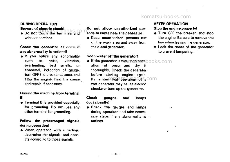 Komatsu eg150bs-5jpn Operation manual cover Page 6 Komatsu eg150bs-5jpn Operation manual cover Page 6
