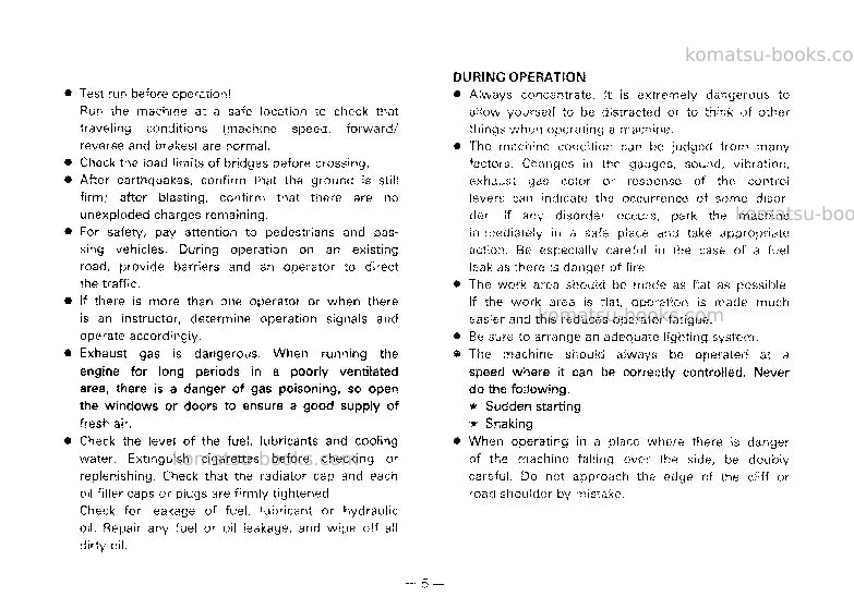 Komatsu jv40c-2jpn Operation manual cover Page 6 Komatsu jv40c-2jpn Operation manual cover Page 6
