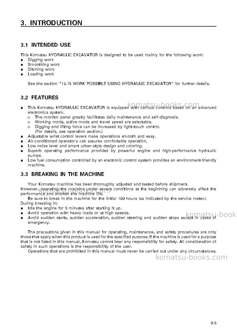 Komatsu pc100l-6jpn Operation manual cover Page 6 Komatsu pc100l-6jpn Operation manual cover Page 6