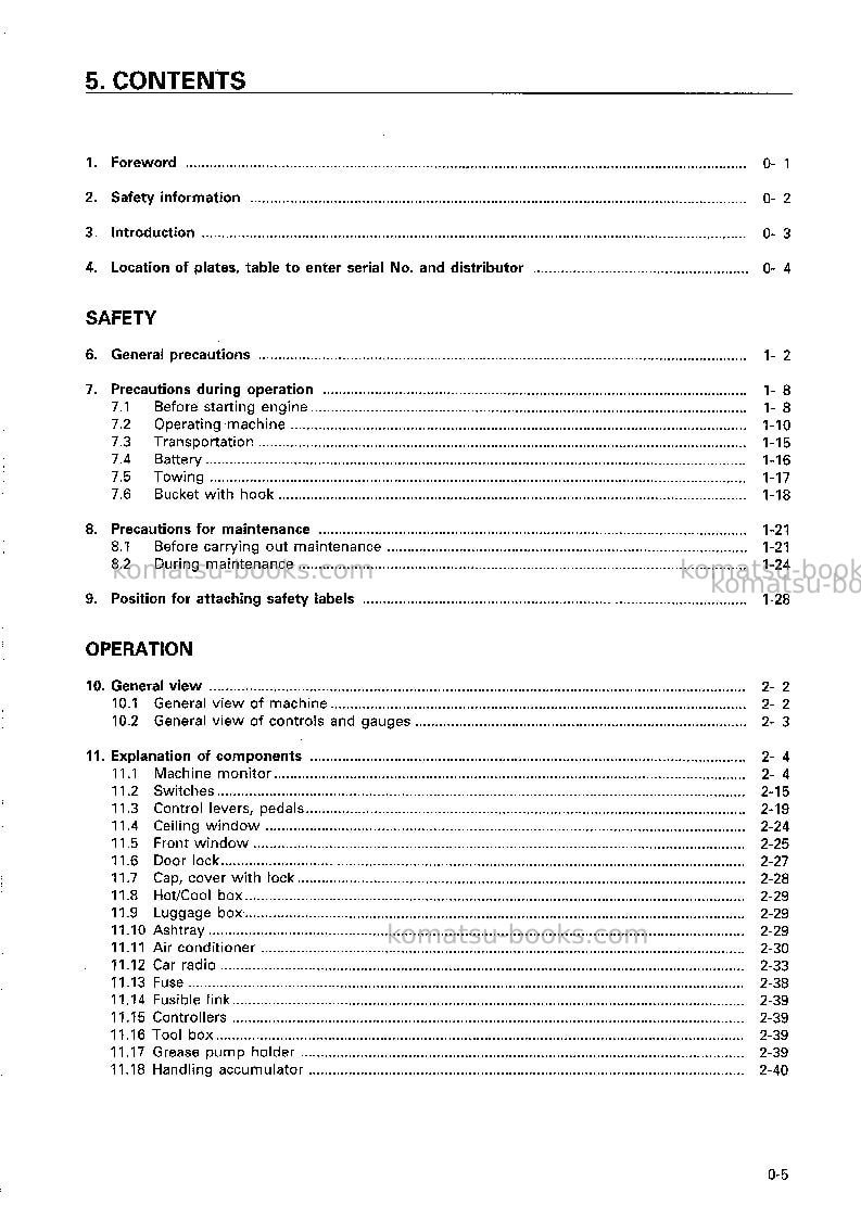 Komatsu pc210-6jpn Operation manual cover Page 6 Komatsu pc210-6jpn Operation manual cover Page 6