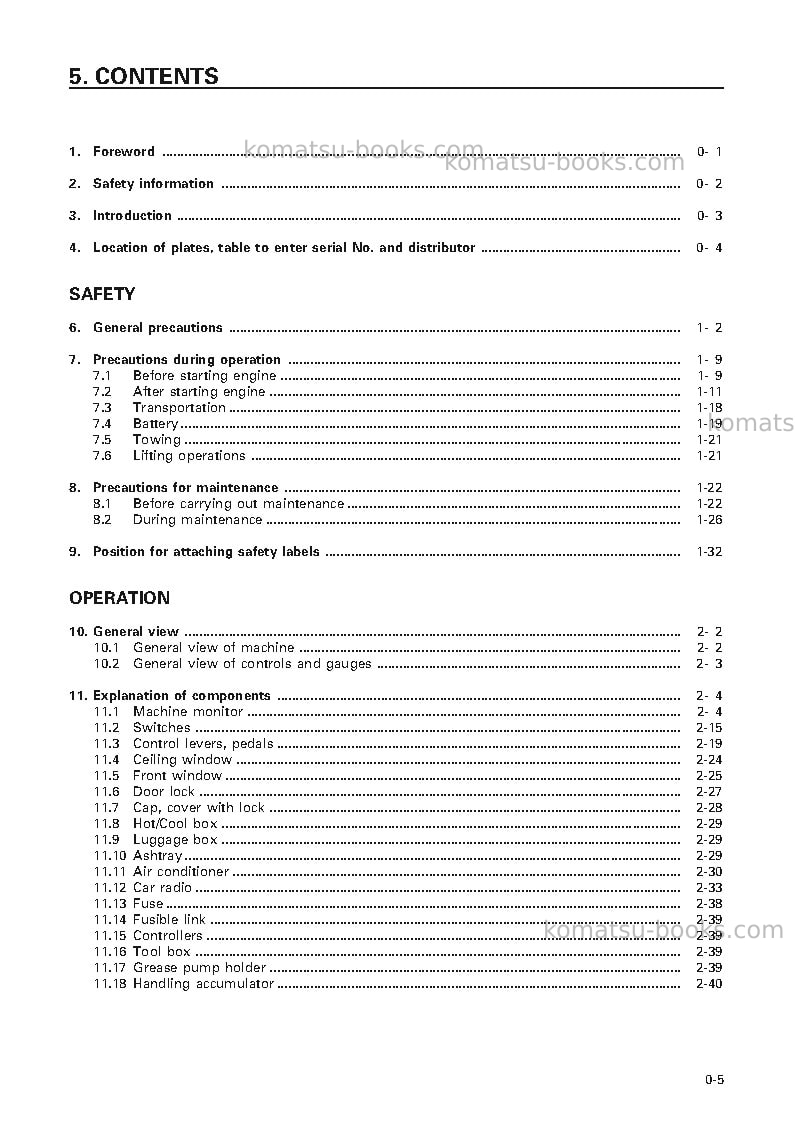 Komatsu pc210-6jpn Operation manual cover Page 6 Komatsu pc210-6jpn Operation manual cover Page 6