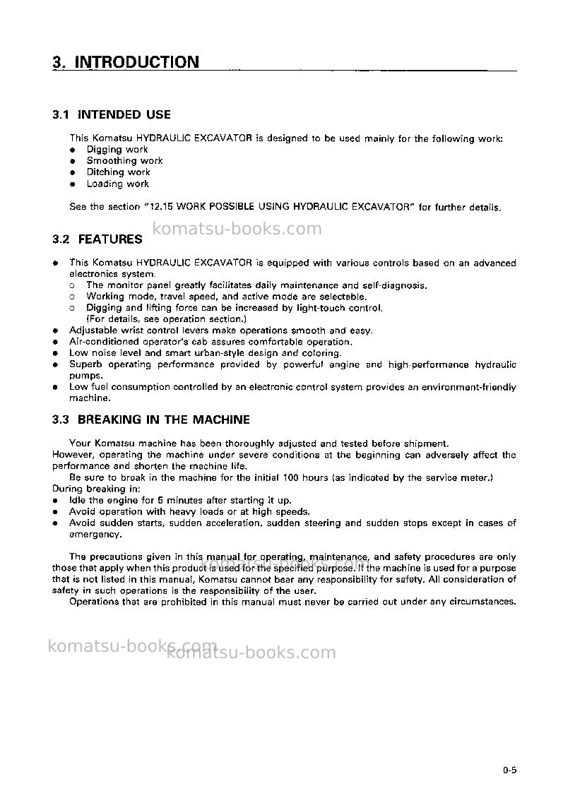 Komatsu pc210-6jpn Operation manual cover Page 6 Komatsu pc210-6jpn Operation manual cover Page 6