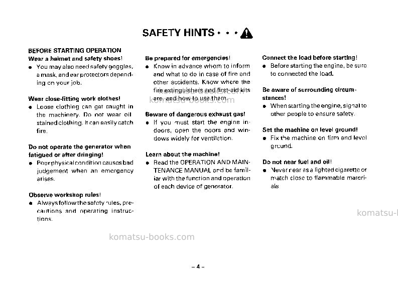 Komatsu pc240-5gbr-k Operation manual cover Page 6 Komatsu pc240-5gbr-k Operation manual cover Page 6