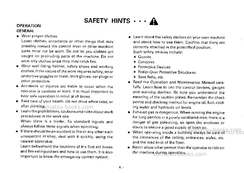 Komatsu d41e-5jpn Operation manual cover Page 6 Komatsu d41e-5jpn Operation manual cover Page 6