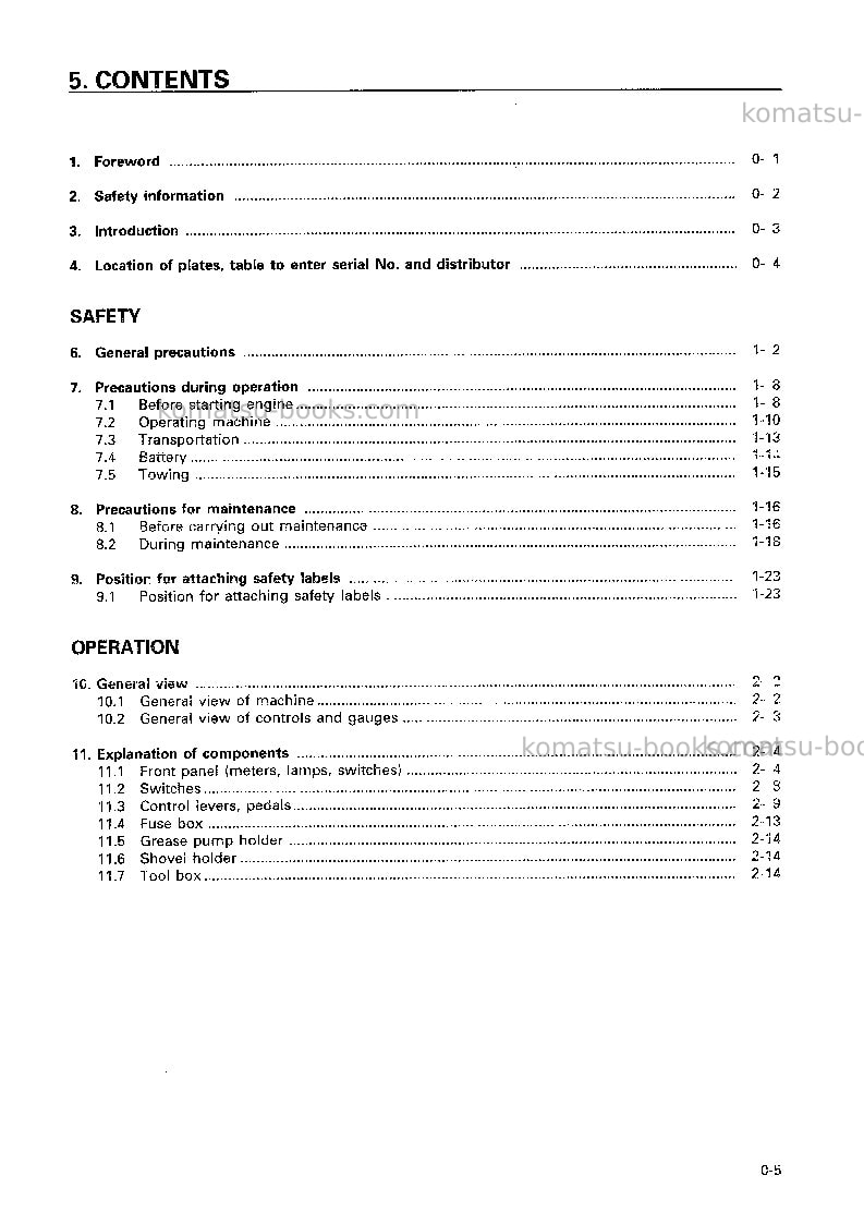Komatsu d85ess-2jpn Operation manual cover Page 6 Komatsu d85ess-2jpn Operation manual cover Page 6