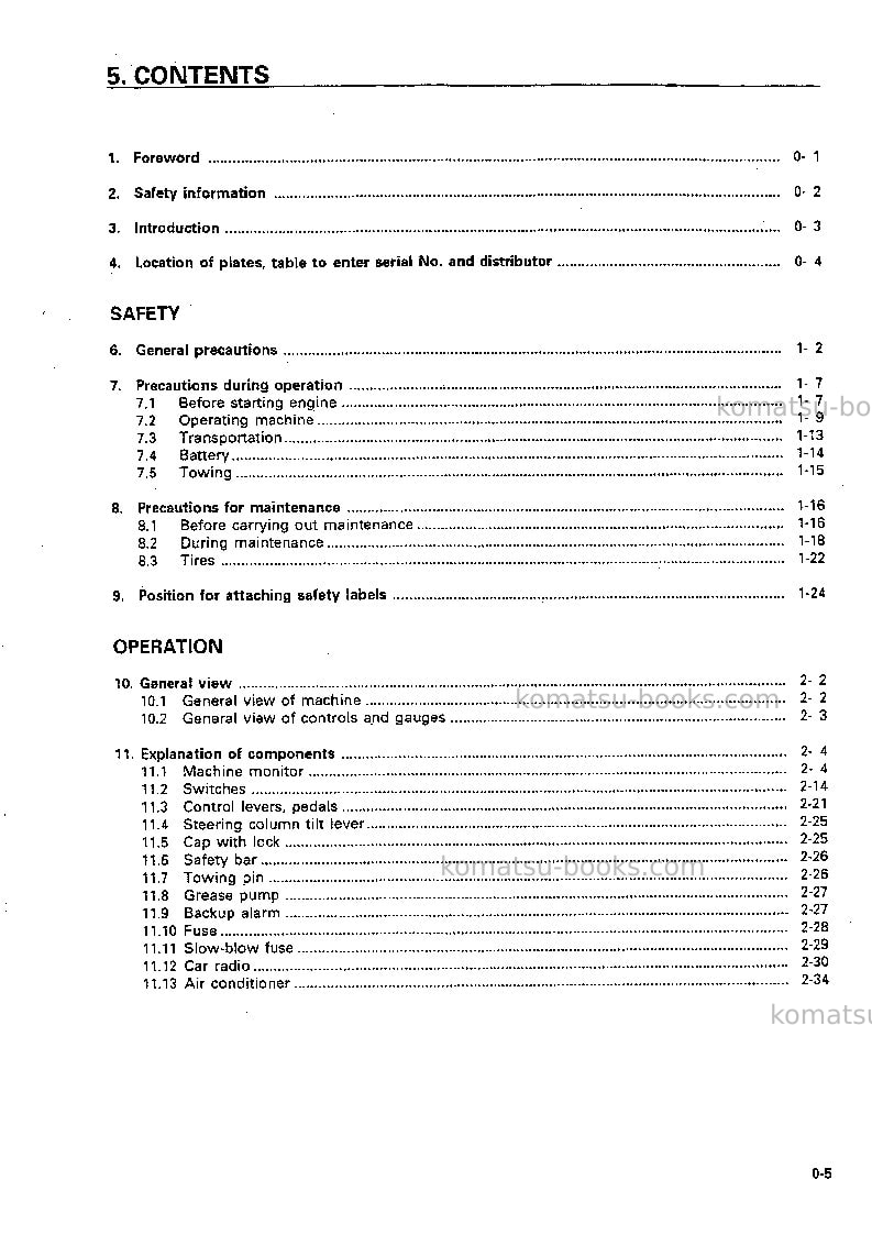 Komatsu wa450-3jpn Operation manual cover Page 6