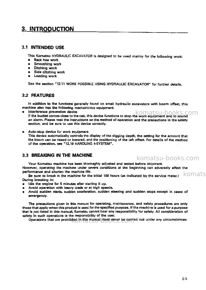 Komatsu pc50uu-2jpn Operation manual cover Page 6 Komatsu pc50uu-2jpn Operation manual cover Page 6