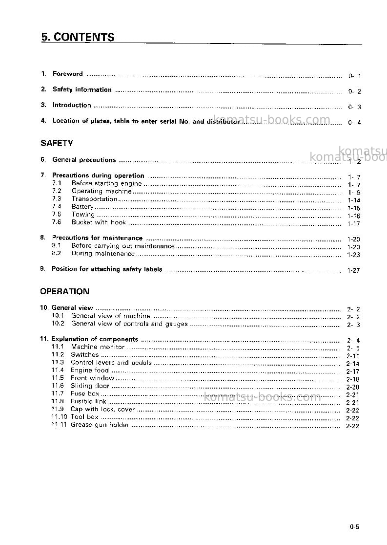 Komatsu pc75uu-2jpn Operation manual cover Page 6 Komatsu pc75uu-2jpn Operation manual cover Page 6