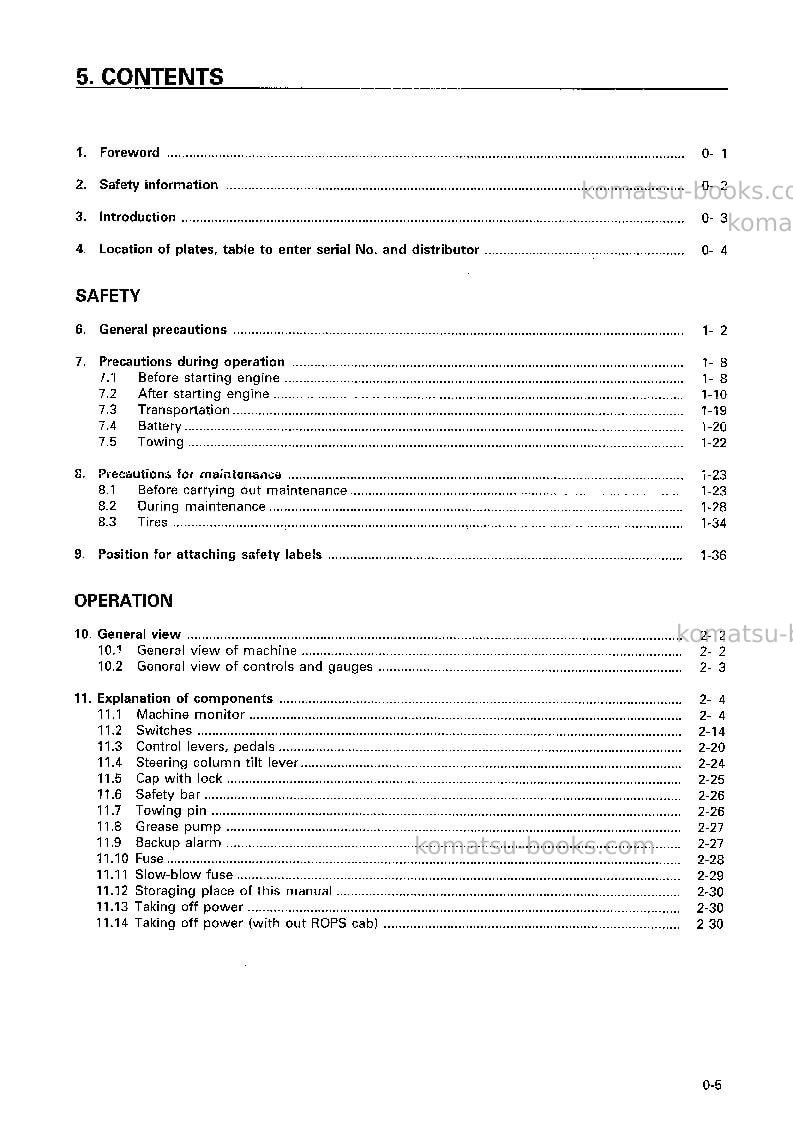 Komatsu wa380-3jpn Operation manual cover Page 6 Komatsu wa380-3jpn Operation manual cover Page 6