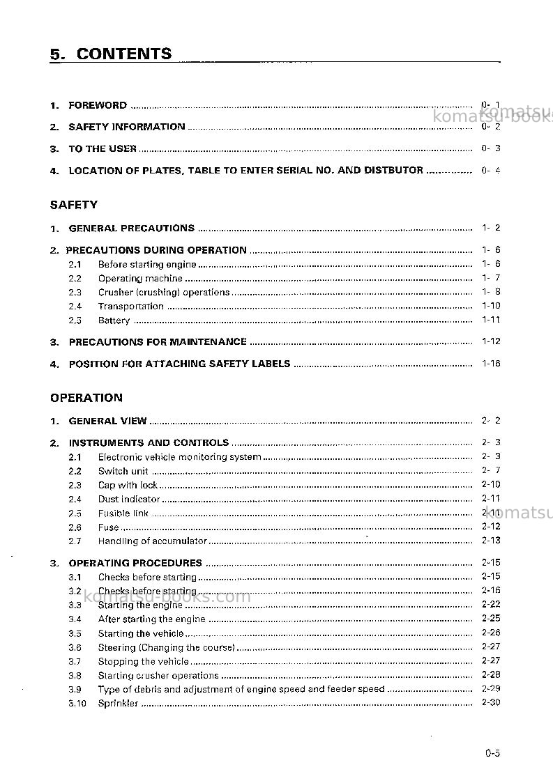 Komatsu br200r-1jpn Operation manual cover Page 6