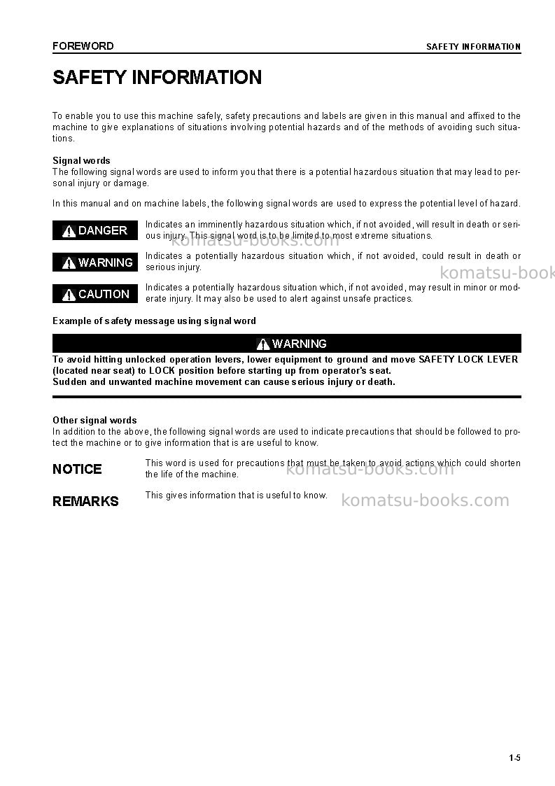 Komatsu d65ex-12jpn Operation manual cover Page 6 Komatsu d65ex-12jpn Operation manual cover Page 6