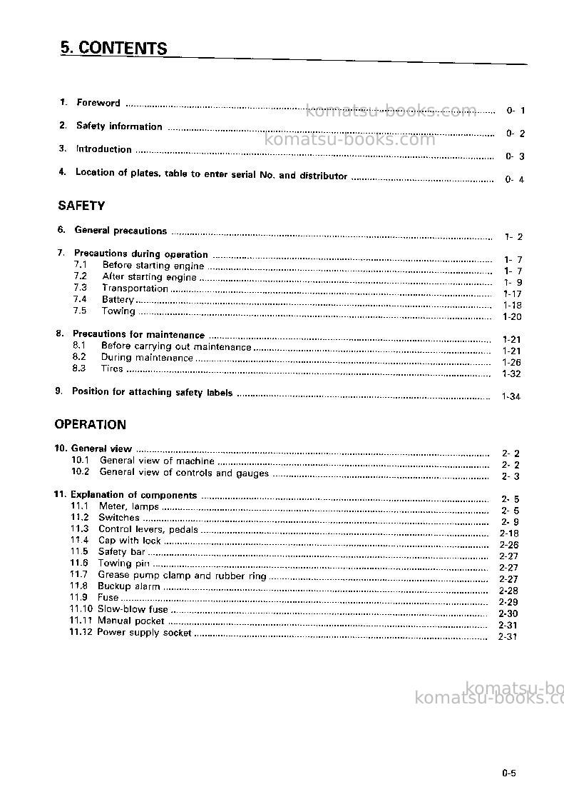 Komatsu wa120-3jpn Operation manual cover Page 6 Komatsu wa120-3jpn Operation manual cover Page 6