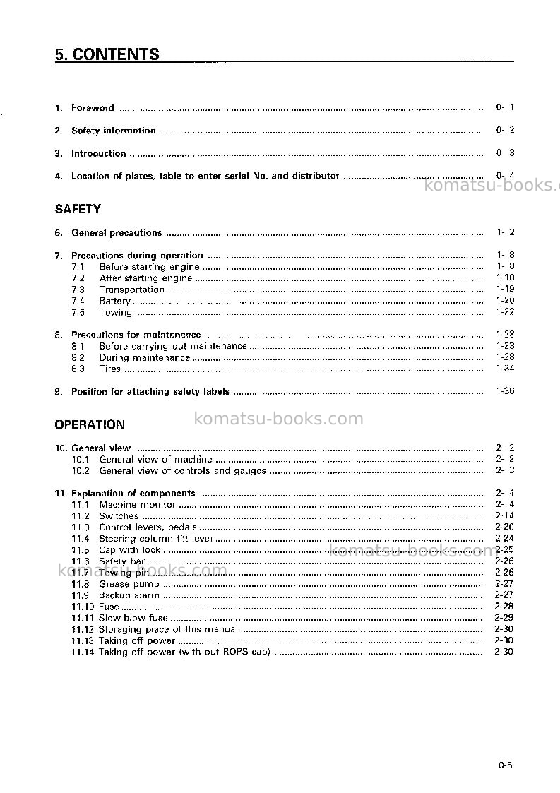 Komatsu wa470-3jpn Operation manual cover Page 6 Komatsu wa470-3jpn Operation manual cover Page 6