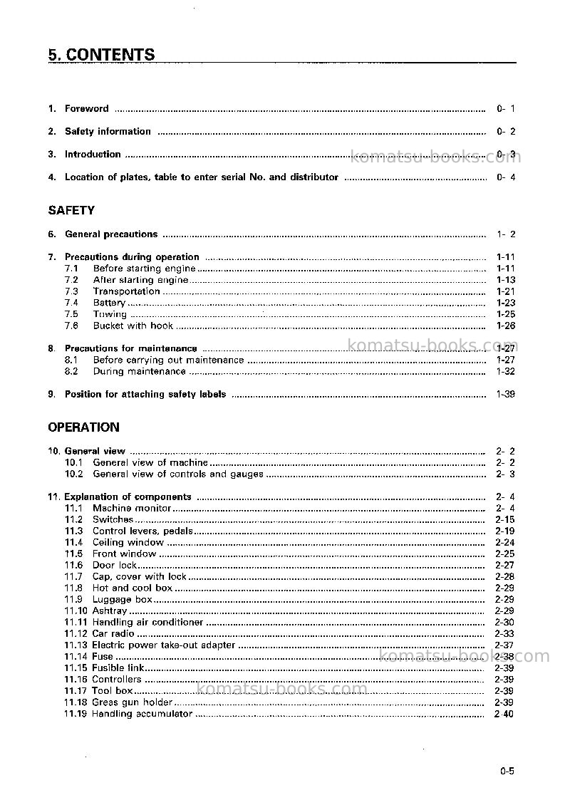 Komatsu pc400lc-6jpn Operation manual cover Page 6 Komatsu pc400lc-6jpn Operation manual cover Page 6