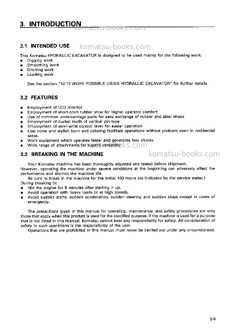 Komatsu pc40-7jpn-d Operation manual cover Page 6