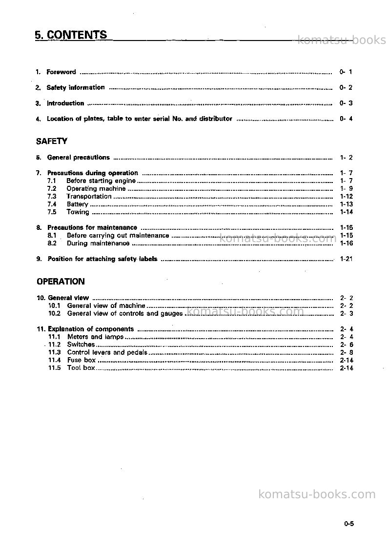 Komatsu d58e-1jpn-power angle and tilt dozer Operation manual cover Page 6 Komatsu d58e-1jpn-power angle and tilt dozer Operation manual cover Page 6