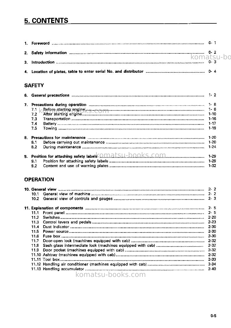 Komatsu sk1020-5ita-turbo Operation manual cover Page 6