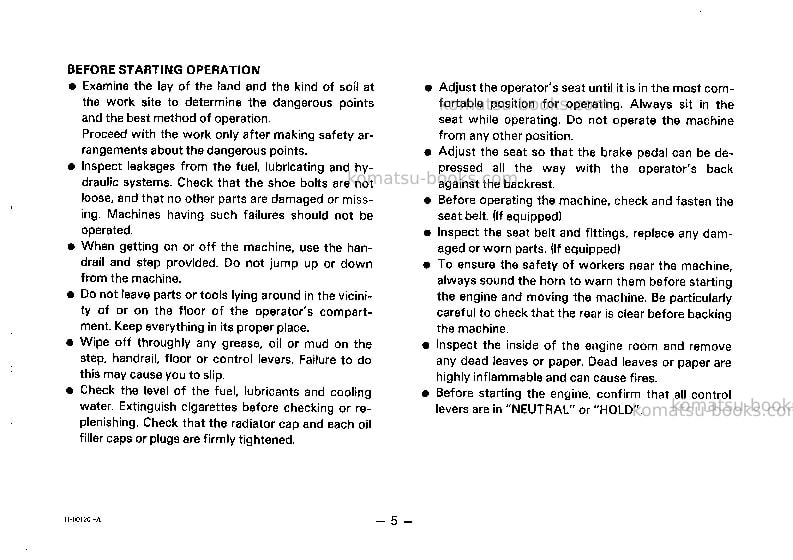 Komatsu d37e-2jpn Operation manual cover Page 6